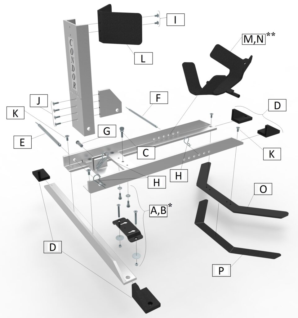 Exploded view of a mechanical assembly with labeled parts.